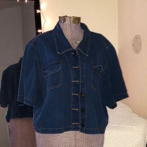 Denim button up top